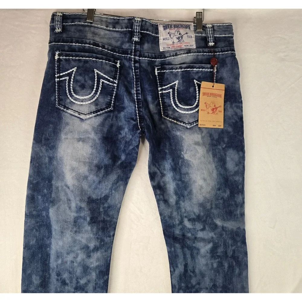 Vintage True Religion Joey Super T Jeans size 38 NWT Blue Thick White Stitch USA